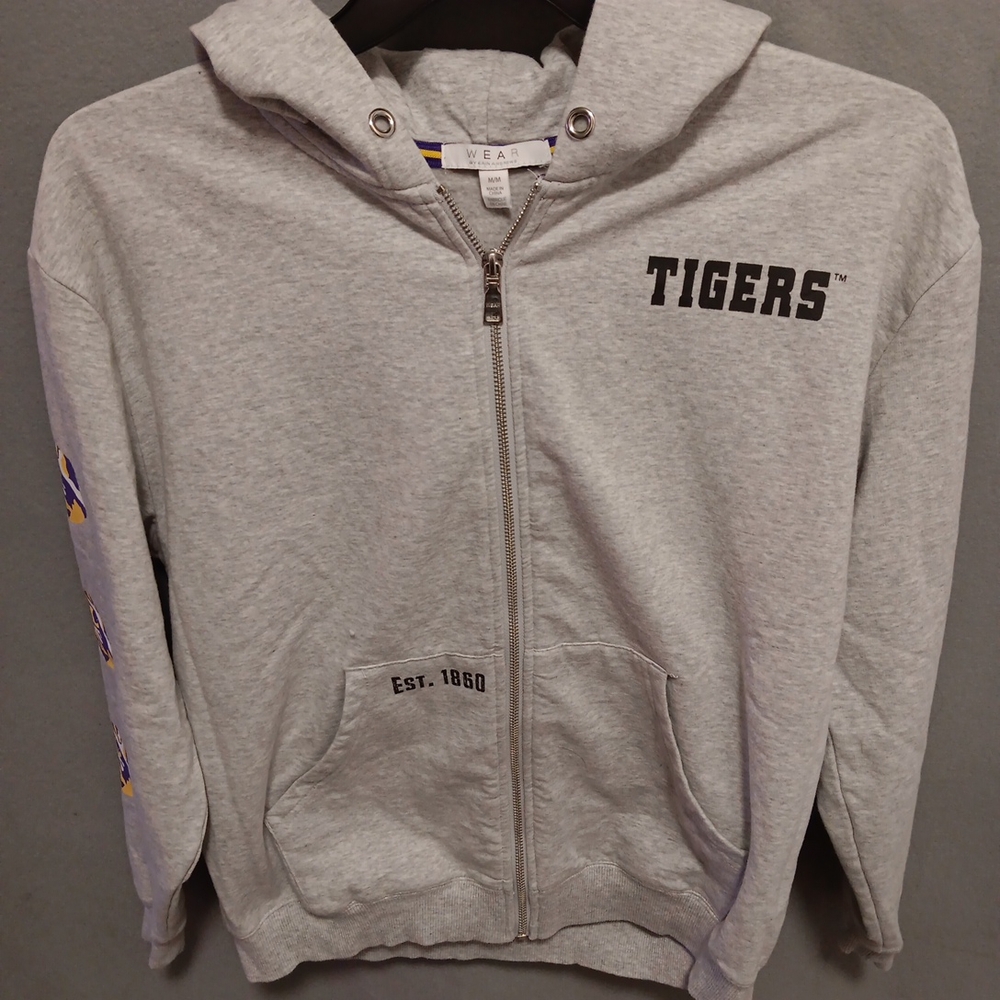LSU Wear By Erin Andrews Classic Gray Zip-Up Hoodie Collectible. Medium  (Read)
